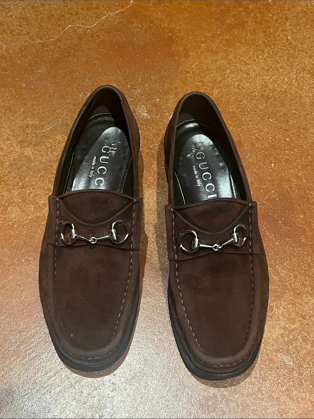 Gucci Brown Suede Horsebit Loafers
